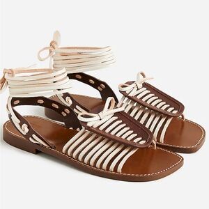 Monrowe x J.Crew Limited-edition lace-up leather strappy flat sandals Size 6